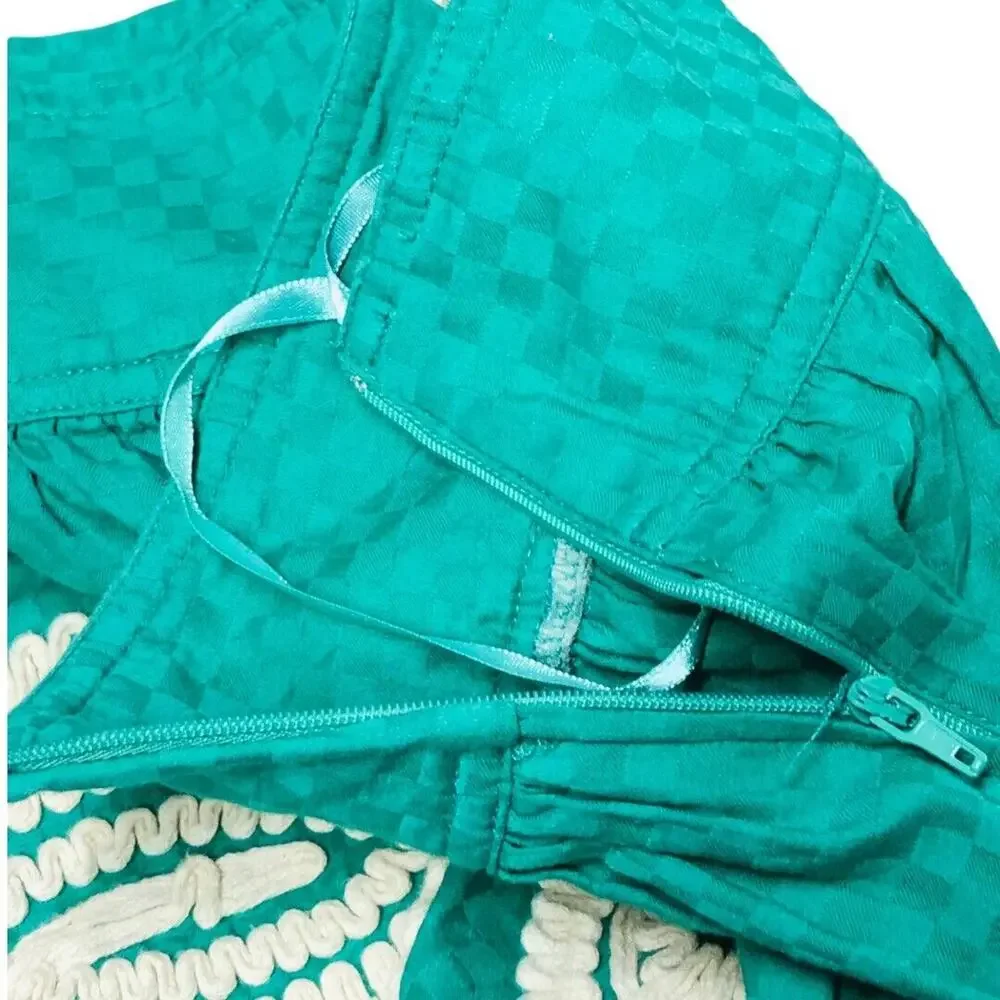 Green Embroidered Mini Skirt Bohemian Festival‎ Party Summer Medium